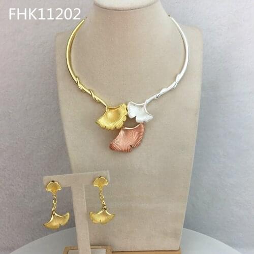 Yuminglai Dubai Jewelry Sets Unique Ginkgo Leaf Jewelry for Women FHK11202