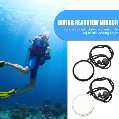 Scuba Diving 360 Degree Adjustable Rearview Mirror with Lanyard Rope Side Hanging Cave Dive Boat Safety Signal Diving Equipment