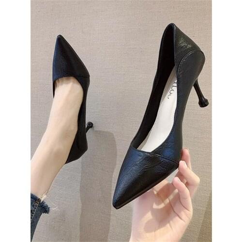 Womens high heels 2020 new fashion wild shallow mouth pointed professional work shoes comfortable womens shoes