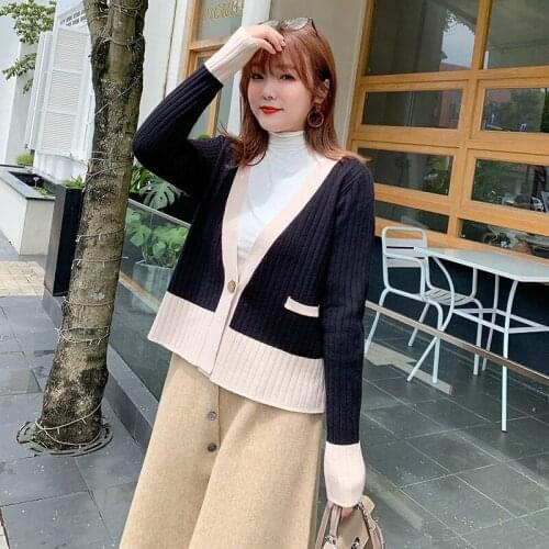 Sweater Women 2019 Fall Fashion Autumn Short Cardigan Chic V-Neck Knit Single Breasted Casual Loose Pull Oversize Femme AA5089