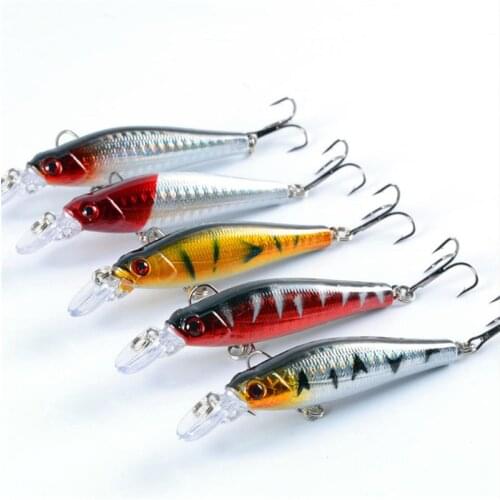 1Pcs Good Quality 9g/8cm Suspend Wobbler Minnow Artificial Plastic Deep Sea Hard Baits Fishing Lure High Carbon Steel Hooks