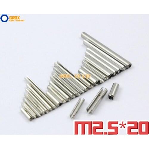 100 Pieces M2.5 x 20mm 304 Stainless Steel Slotted Spring Tension Pin Sellock Roll Pin