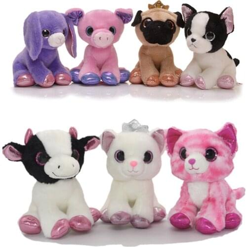 Aurora 17cm Super soft big eyes Doll Toys Cat Cattle Dog Rabbit pig Long Plush calf Simulation pet doll Gift for Children Adult