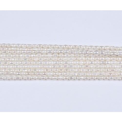 3-3.5mm High Quality Rice Shape Pearl Strand Loose Beads Pearl For DIY
