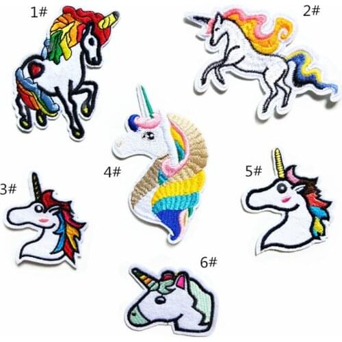 6pcs Unicorn Embroidered Applique Iron on Patch Patches for Clothing Sewing Clothes Stickers Sewing Accessories Craft Supplies