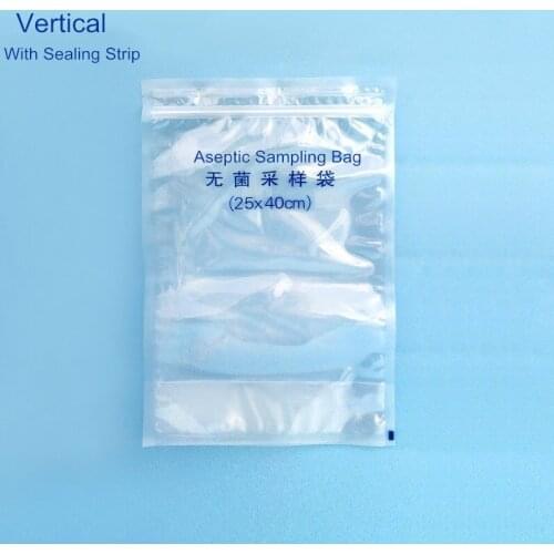 Aseptic Sampling Bag With Sealing Strip 25cm x 40cm Vertical Sterile Sampler PE Bags For 4L 50pcs/lot