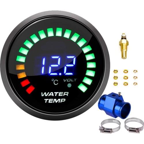 2"52mm Digital Auto Water Temp Gauge 20-150 Celsius LED Light Water Temperature Gauge With Water Temp Meter Joint Pipe Sensor