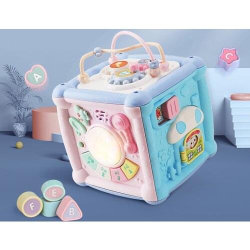 Baby Multi-Function Musical Toy Geometric Building Block Knocking Piano Drummer Polyhedral Body Cube Educational Toy Gift