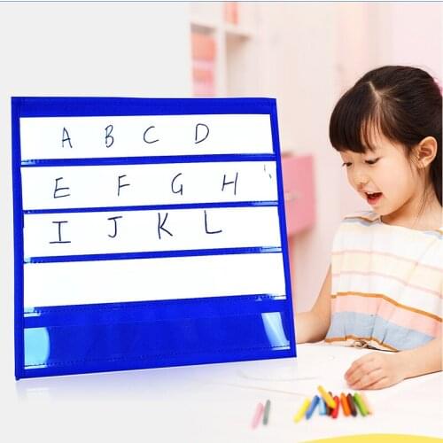 Double-sided Self-standing Foldable Desktop Pocket Chart Bonus 20 Dry Erase Reusable Card teaching aids Stickers Bulletin Board