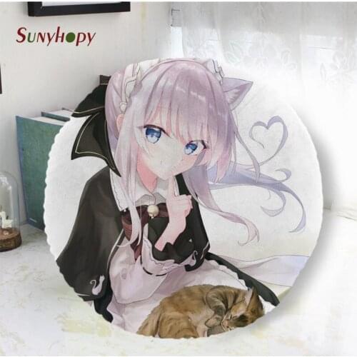 Elaina Round Decorative Cushion Cover Home Decor Peach Skin Pillowcase For Sofa 40cm50cm60cm In Diameter-WJY