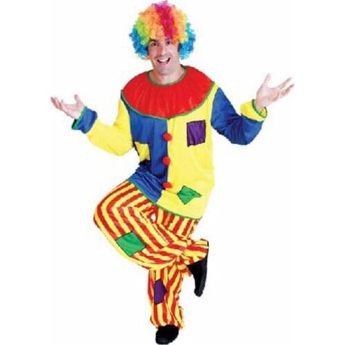 2018 Halloween Amazing Circus performance Clown Costume Adult buffoon halloween Unisex Cosplay clothes jumpsuit Top + Pants+Nose
