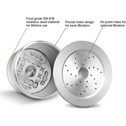 Top Seller Stainless Steel Refillable Reusable Coffee Capsule Cafeteira Filter for Caffitaly & Tchibo Cafissimo Classic Machine