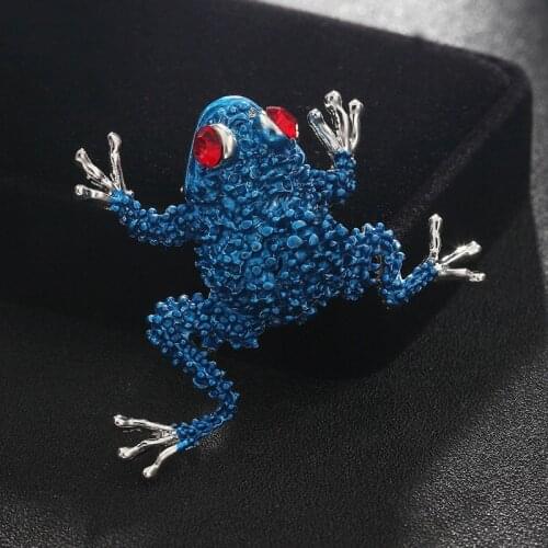 Fashion Mens Brooches Jewelry Cute Blue Enamel Frog Pin Brooch Womens Hijab Accessory Best Hats Bijoux Cheap Price Scarf Pins