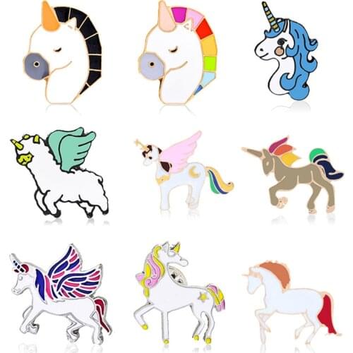 Cartoon Animal Ename Jewelry Horse Badge Brooches For Wommen Men Denim Clothes Hat Pins Surprise Gifts For Kids Bag Accessories