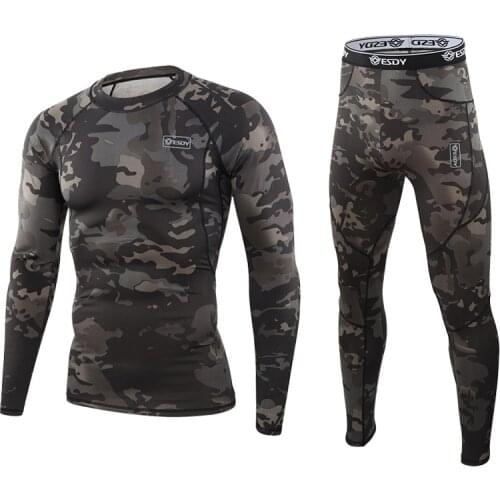 ESDY Men Winter Quick Dry Underwear Long Johns Military Tactical Long Johns Sport Underwear Outdoor Hiking Uniforms T-shirts