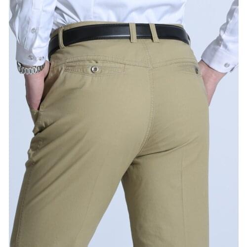 Hot Sale Brand Casual Men Pants Classic Fashion Slim Fit Dress Flat Suit Mens Trousers Formal Business Cotton Clothing for Male