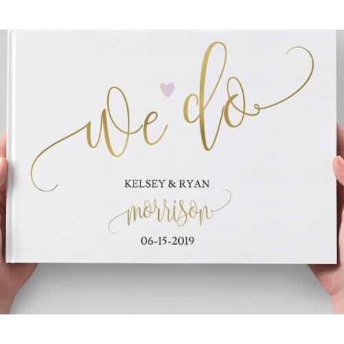 We Do Wedding Guest Book Alternative Simple Wedding Guestbook Gold Foil Calligraphy Wedding Photo Guestbook White Photo Ablum