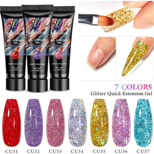 MEET ACROSS Poly Nail Extension Gel For Nails Extension Nail Art Manicure Acrylic gel Varnish 15ml UV Gel Polish Extension
