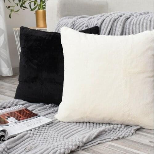 Super Soft Faux Rabbit Fur Pillow Cover Home Decor Plush Beige Black Pink Cushion Cover Decorative Flocked Pillow Case 30x50cm