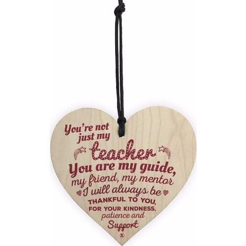 Not Just My Teacher Mentor Tutor Support Leaving Gift For Men Women Wooden Heart Plaque Friendship Sign Christmas Decoration