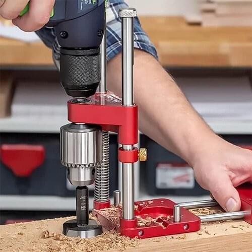 2021 New Woodworking Drill Locator Mini Bench Drill Press Adjustable Punch Locator Woodworking Drilling Locator Tool Kit