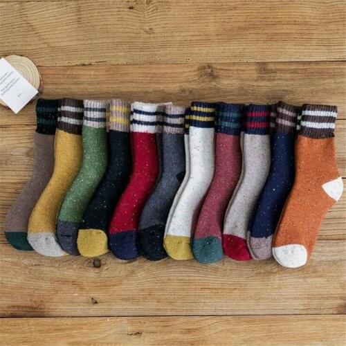 Autumn Winter Women Socks New Fashion Thick Terry Wool Socks With Striped Dotted Yarn Warm Christmas Socks Casual All-match Sock