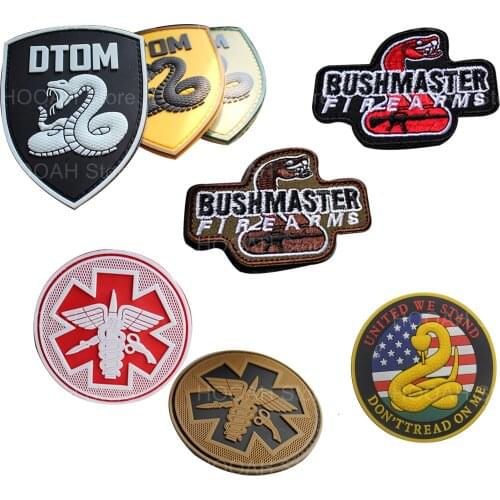 Snake Guns Patch BUSHMASTER FIRE ARMS DTOM USA FIREARMS MILITARY BADGE rattlesnake Patch Tactical Gear