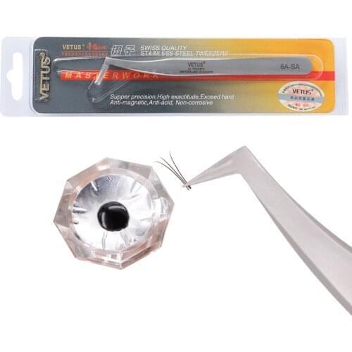 VETUS 6A-SA Eyelash Tweezers 3D Volume Eyelash Extension Stainless Steel Anti-static Fan Eye Lash Tweezer