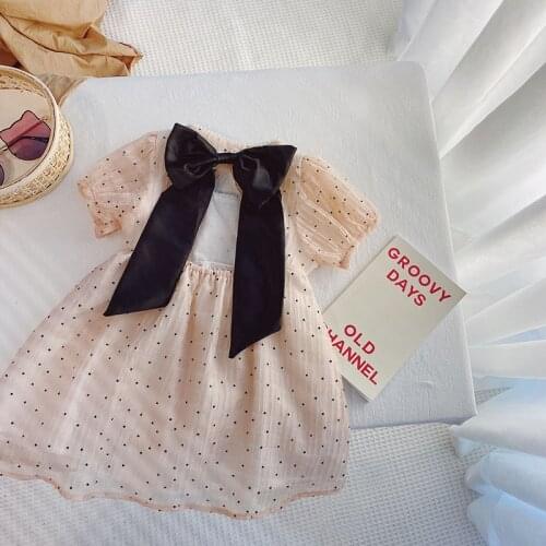 Girls dress 2021 summer new Korean style baby girl cute backless bow princess dresses children toddler casual clothing