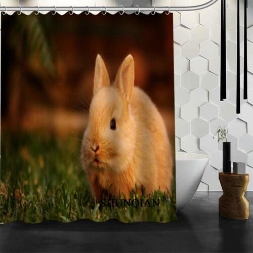 Custom rabbit Shower Curtain bathroom Accessories Polyester Fabric Curtain With holes