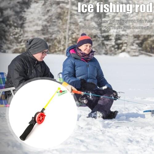 Winter Fishing Rod Shrimp Rod Portable Easy Fishing Carrying Fishing with Clip Outdoor Ice Pole Outdoor Tackle 34cm