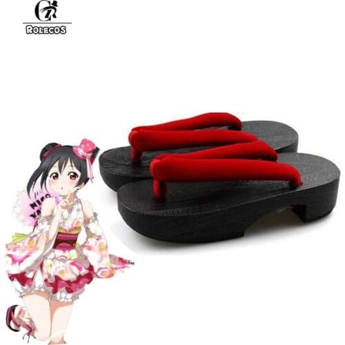 ROLECOS Anime Love Live Cosplay Shoes Japanese Geta Shoes Honoka Kotori Umi Eli Nozomi Maki Rin Hanayo Nico Cosplay Kimono Geta