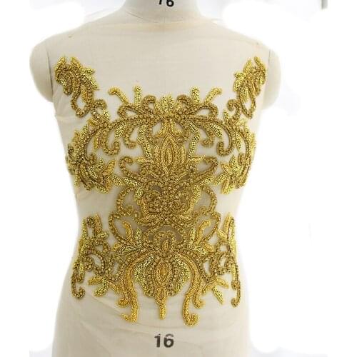 Handmade Rhinestone Beaded Applique For Wedding Dress WDP-012