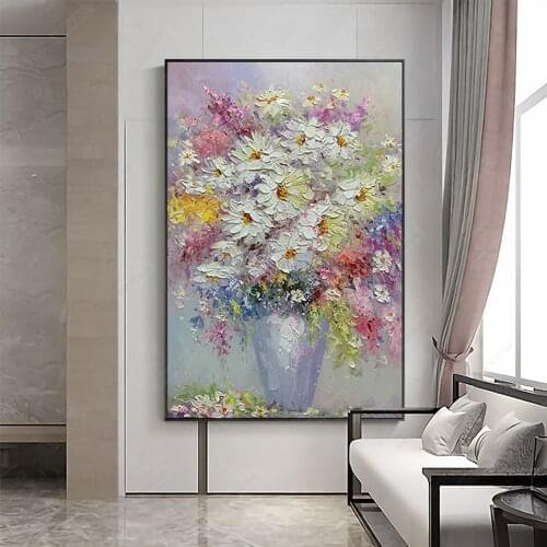 Hand Painted Canvas Wall Art Oil Painting Modern Abstract Floral Painting For Home Wall Decor Handmade Flower Artwork Pictures