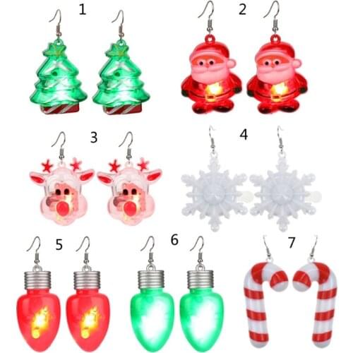 Christmas Party Earrings LED Lights Christmas Tree Glowing Dangler Glow in the Dark Snow Eardrop Easter Present Gift