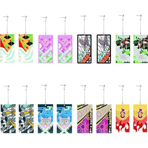 Demon Slayer Kimetsu no Yaiba Kamado Nezuko Tanjirou Agatsuma Zenitsu Tomioka Giyuu Sabito Enamel Alloy Dangle Earrings Cosplay