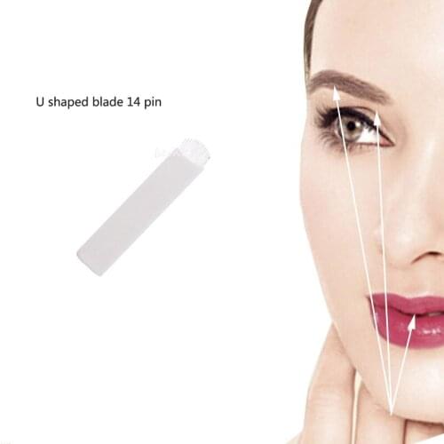 Tattoo Needles Tattoo Blade Needles 14 Pins Agujas Para Tatuajes For Eyebrow Embroidery Tattoo Blades Needles U Shape 100PCS