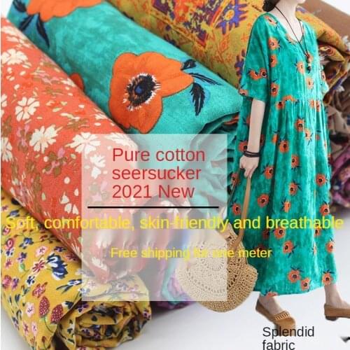Floral Cotton Linen Fabric By The Meter for Dress Clothing Cheongsam Sewing Summer Flower Daisy Plaid Striped Printed Textile