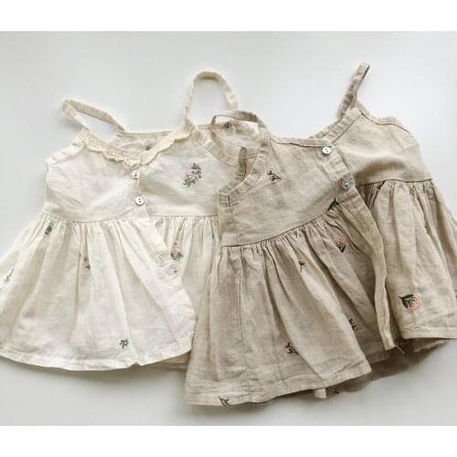 0-24M Embroidery Tops Summer Baby Girls Lace Camisole Cotton Infant Kids Clothing