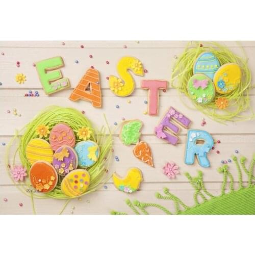 Real Plank White Wooden Floor Easter Eggs Nest Chicken Custom Photography Backgrounds Studio Backdrops Vinyl Children Backdrops