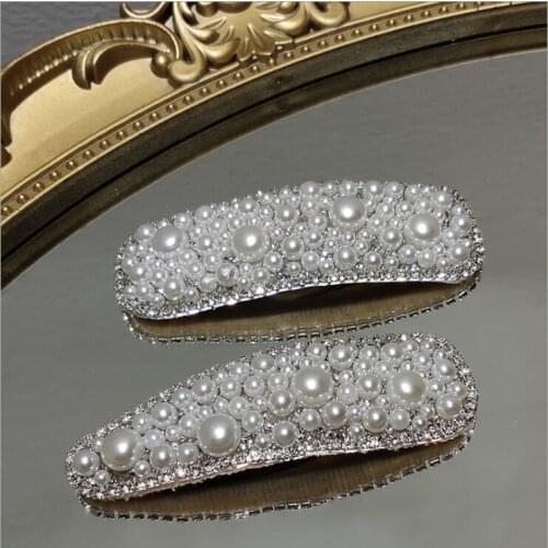 Pearl hair clip gentle and sweet water drop rhinestone bb clip retro hairpins