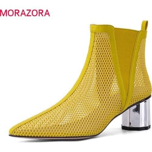 MORAZORA 2020 Big size 34-41 women boots fashion breathable ladies shoes high heels pointed toe spring summer ankle boots