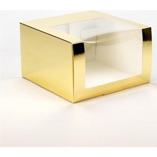 100Pcs/Lot Luxury Gold Kraft Paper With PVC Window Party Gift Box Wholesale Hats Packing Boxes 195*195*120mm