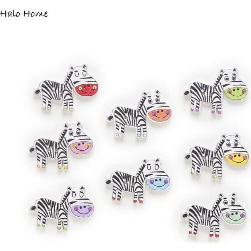 30pcs Zebra Cartoon Wood Buttons Sewing Scrapbooking Clothing Home Handwork Gift Decor Card Making DIY 30x21mm