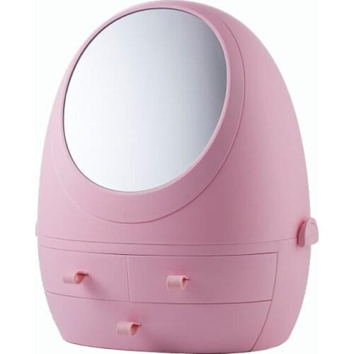 40# HD Mirror LED Light Cosmetic Storage Box Jewelry Makeup Organizer USB Charge Cosmetic Case Desktop Storage Drawer
