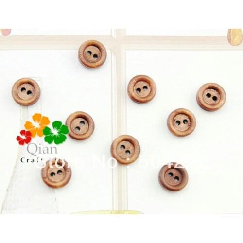 500pcs little Natural wood wooden Buttons - Round Shape Vintage charm 10mm coffee brown colors 2 holes