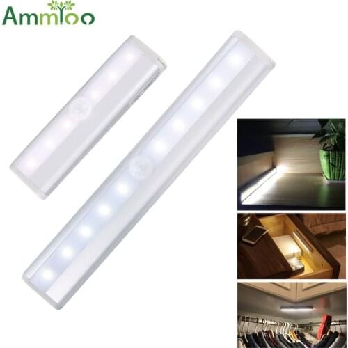 AmmToo LED Night Light IR Infrared Motion Sensor Nightlight 10LEDs 6LEDs Wireless LED Closet Wardrobe kitchen Veilleuse Lights