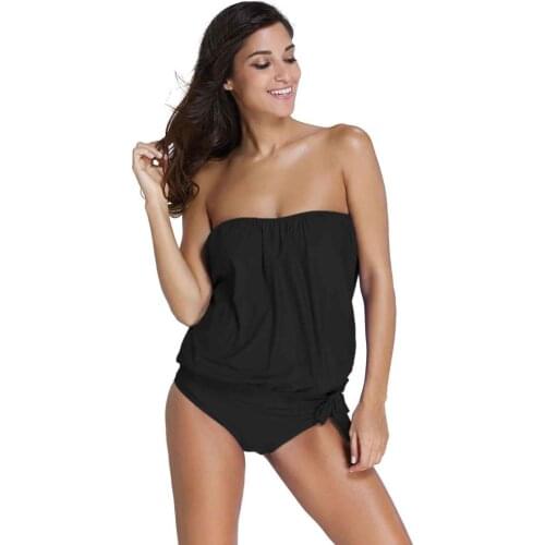 Angelsin Black Long Tankini Bikini Suit