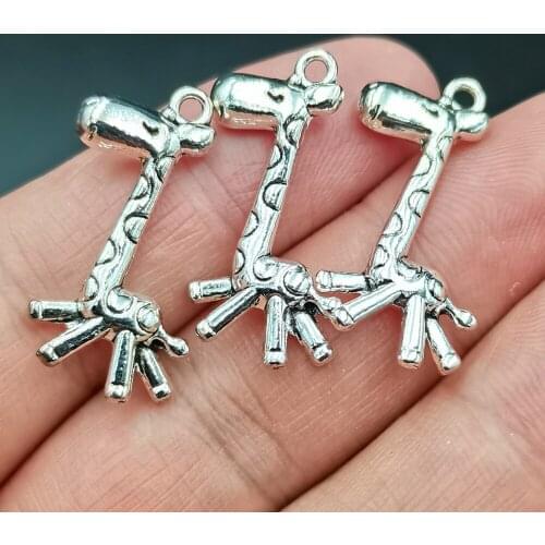 Antiquing 15PCS Animal Charms Running Giraffe Deer Pendants Making DIY Handmade Tibetan Jewelry