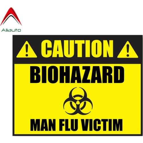 Aliauto Car Sticker Caution Biohazard Man Flu Victim Accessories Reflective Waterproof Personality Decal PVC,14cm*10cm